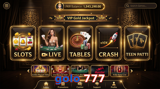 Main screen of Golo 777 casino page for PK players
