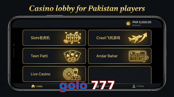 Lobby view of Golo 777 for Pakistan users